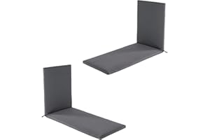 EDENJARDI Pack 2 Cojines para Tumbona de jardín Color Lux Antracita, Medidas 196x60x5 cm, Repelente al Agua, Desenfundable, Funda de cojín con Relleno, Cojines Tumbona de jardín, Almohadones Tumbona de Piscina