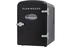 ‎FLAMINGUEO Flamingueo Mała lodówka - mini lodówka 4L, lodówka 12V/220V, mini lodówka do pokoju, funkcja zimna i ciepła, lodówka kosmetyczna, lodówka do pielęgnacji skóry