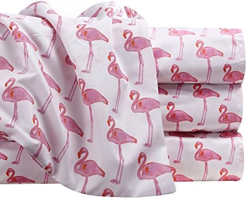 By The Seashore Bed Sheet Set Flamingos Watercolor Design 1 Flat Sheet 1 Fitted Sheet 1 Pillow Case Full