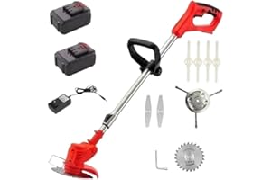 HOLZTECH Desbrozadora Eléctrica Batería RO Pro (2 Baterías) - Alta Potencia y Durabilidad, con Discos y Cuchillas Intercambiables para Jardinería Eficiente - Ligera y Silenciosa