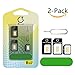 Produktbild SIM Karten Adapter, Gratein 2 Stück Nano Micro Standard 5 in 1 SIM Karten Card Adapter Set Kit Konverter mit Polieren blatt und öffnen Nadel - Schwarz