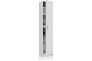 duehome | Armario Multiusos, 1 Puerta, Columna, Modelo Multi Useful, Acabado en Color Blanco Mate, Medidas: 37 cm (Ancho) x 182 cm (Alto) x 37 cm (Fondo)