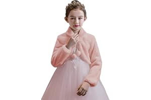 Ommda Fausse Fourrure Bolero Fille Mariage Bolero Veste Fille Princesse Ceremonie Bapteme à Manches Longues