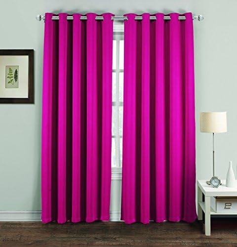Luxury Thermal Supersoft Blackout Curtains Pair (46x72, Fuschia)