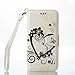 iPhone 5 Case,iPhone 5S Wallet Case,Leeook Retro Elegant Pretty Creative White Embossing Love Heart Butterfly Flower Flip PU Leather Fold Wallet Pouch Case with Strap Stand Credit Card ID Cash Holders Book Style Stand Function Magnetic Closure Case Cover for Apple iPhone 5S/SE/5 + 1x Black Stylus