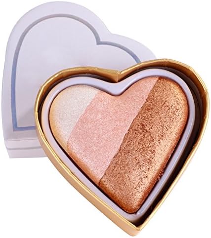 Weicici Heart-shaped Shimmer Highlighter & Eyeshadow & Blush 3 In 1 Makeup Powder Palette (#Cream coffee)