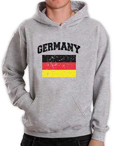 Germany Deutschland Flagge Grau Medium Kapuzenpullover Hoodie