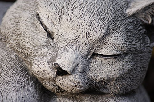 Steinfigur Katze schlafend frost- und wetterfest bis -30°C, massiver Steinguss - 7