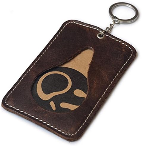 DOEUS Genuine Leather Credit Card ID Holder, Key Chain Card Holder, Style Identification Cover, Name Badges, Full Cover for Tickets and Factory Card (Vintage Brown)