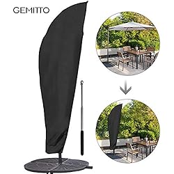 GEMITTO Housse de Parasol, 210D Oxford imperméable Housse de Protection pour Parasol Déporté 280L x 81W pour Parasol de Jardin à Mât Excentré avec Sac de Rangement, Noir