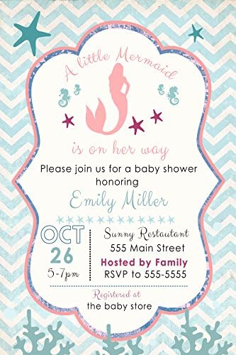30 Invitations Personalised Mermaid Girl Birthday Party Baby Shower