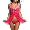 Fawnkiss-Donna-Sexy-Pizzo-Trasparente-Aperto-anteriore-Babydoll-Lingerie-con-G-string