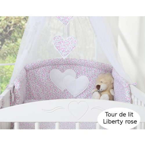 Baby Cot Bumper liberty pink with hearts