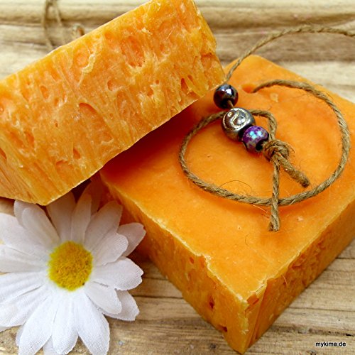 Kaltgerührte Schafmilchseife Pfirsich 150gr | Naturseife liebevoll verpackt im Leinensackerl! - 3