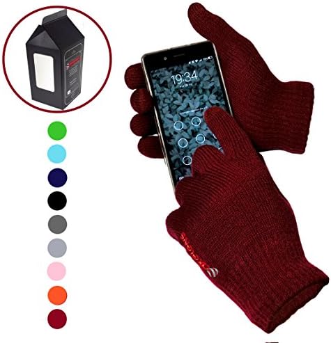 AXELENS Touch Screen Gloves Winter Soft Unisex for Smartphones and Tablets Gift Box Included Dark Red Bordeaux Garnet