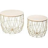 tisch gold schwarz Das 2er Set Tische besteht aus jeweils einem Metall Korb, der gleichzeitig auch Couch- und Beistelltisch genutzt werden kann - Der Beistelltisch überzeugt sowohl mit seinem klaren und modernen Design, als auch mit seiner hohen Funktionalität