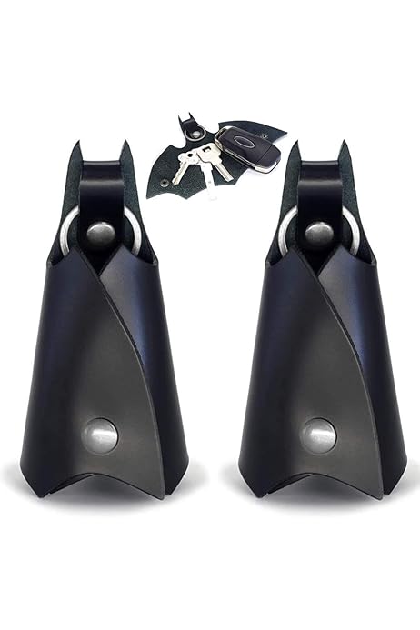 Portachiavi A Forma Di Pipistrello In Ecopelle Nera - Leggero E Compatto, Per Auto, Moto E Chiavi Di Casa - Foto 2