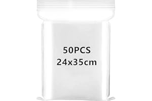 XINSHENG Sacchetti in Plastica Trasparente Richiudibili 24x35cm 50Pezzi Grandi Dimensioni Sacchetto Sigillato Borsa con Chiusura a Cerniera Applicano a Piumini, Coperte, Deposito di Vestiti