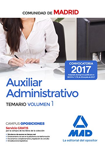 Descargar AUXILIAR ADMINISTRATIVO DE LA COMUNIDAD DE MADRID  TEMARIO (VOL  1)