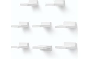 PHOENANCEE Small Floating Shelves for Wall, Set of 8, Wooden Square Shelf for Small Objects, Hanging Mini Shelf Decoration for Bedroom, Living Room,10.2cmX10.2X4cm(Rustic White)