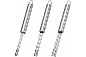WJIAEER 3 pezzi LevaTorsolo per Mele in Acciaio Inossidabile,0.8CM 1CM 1.4CM Taglia Mela,Togli Torsolo Mmela,Pratico Taglia Mele con Anello per Appenderlo, per Datteri rossi, ciliegie ecc.