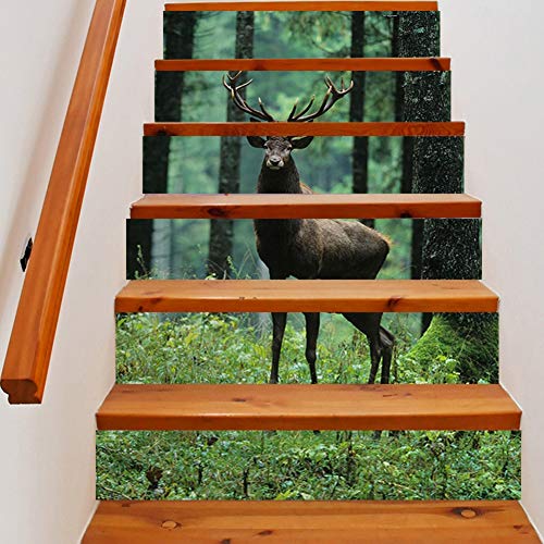 YUEER Escalier Autocollant tuile dosseret Bricolage Stickers forêt modèle Amovible escalier décor Mural 18 cm * 100 cm * 6 pièces