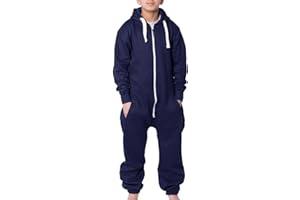 NOROZE Onesie Jumpsuit Weihnachts-Pyjama für Jungen Einteiler einfarbig Fleece-Einteiler mit Kapuze für Mädchen Schlafanzug Overall für Kinder Unisex UK-Größen 5–13 Jahre
