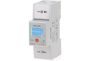 KETLER - KE8003 : Compteur électrique modulaire - Monophasé 80 A - Remise à zéro partielle - Sortie d'impulsion - Affichage LCD