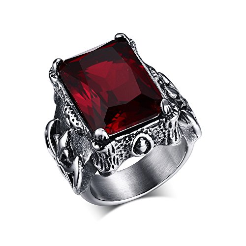 CARTER PAUL Acero inoxidable de los hombres del anillo de rubíes retr