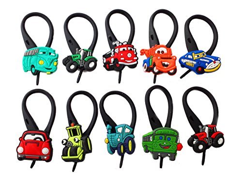 10 pcs Cars # 3 Soft Zipper Pull Charms for Backpack Bag Pendant Jacket