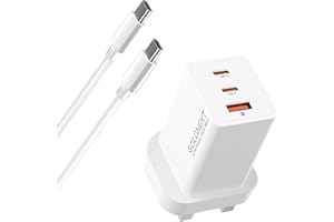 GOLDNEXT 67W USB C Charger, MacBook Charger PPS 3-Port GaN Ⅲ PD Fast Wall Charger Plug with 100W Type-C Cable for Macbook Pro/Air, Dell XPS 13, HP Laptops, iPhone 16/15/14/13, Galaxy S24 Ultra/S23 (White)