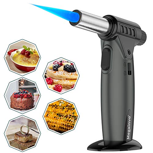 Megainvo Flambierbrenner Küche Bunsenbrenner Küchenbrenner Butangas Brenner Nachfüllbar Sturmfeuerzeug Zigarettenanzünder für Creme Brulee Kochen Backen Grill Camping BBQ Herd(Butan Enthält Nicht)