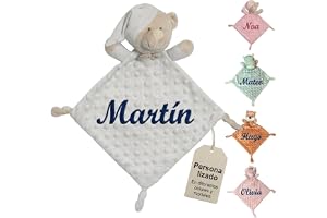 Doudou Bebe Personalizado con Nombre Bordado Regalo Original Recien Nacido | Muñeco de Apego Suave Accesorio de Bebe para Dormir Dou Dou Hipoalergenico Baby Shower Lavable – Regalos Personalizados Bebe