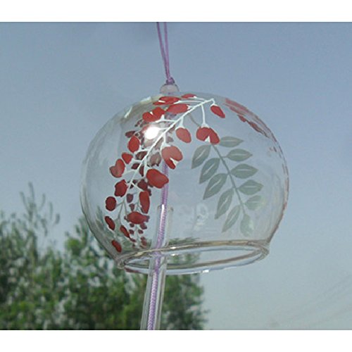 Japanische Windspiel Wind Glocken Handgemachtes Glas Geburtstagsgeschenk für Zu Hause Oder Geschenk für Den Valentinstag Dekorationsstile Küche Dekorationsstile Spa Dekorationsstile Dekorationsstile Dekorationsstile Deko Garten Gartenzwerg Mit Fenster (Wisteria - 2