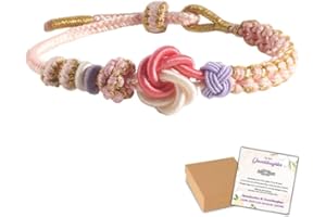 SAKEMA For Granddaughter - A Link That Can Never Be Undone Peach Blossom Knot Bracelet, Granddaughter Bracelet from Grandma, Adjustable Braided Bracelet for Granddaughter, Braid Knot Bracelet for Girls Gift