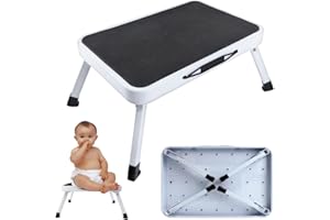 BRIEFNESS Wohnwagen Trittstufe Klappbar, Tritthocker Klappbar aus Stahl, Camping Klapptritt Faltbar mit Rutschfester Oberfläche, Tritt belastbar bis 150 kg