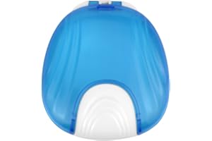 JUNFEIXUAN 1 Pack Press Retainer Case, Portable Denture Box, Braces Denture Retainer, Easy to Carry, Suitable for Dentures, Braces (Blue)