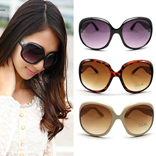 Mode Damen Sonnenbrillen Retro Vintage Große Gestellbrille Schatten Brillen (Schwarz)