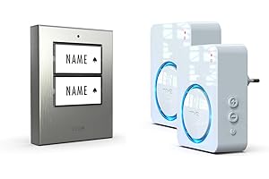 ‎M-E m-e Funkklingel BELL-522 AC Edelstahl gebürstet mit Sender und Empfänger für 2-Familienhaus - Erweiterbare kabellose Türklingel mit 300 Meter Reichweite -Türglocke für Steckdose - Türklingel Funk