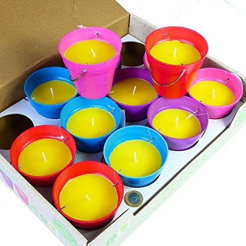 12 x Anti Mosquito Citronella Candle Bucket Diameter 8.5 cm/Scented Candle 8,5x8 cm in Plastic Pot |12)