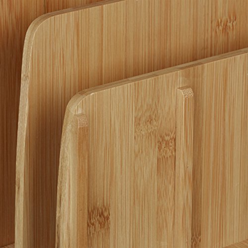 Relaxdays Ladestation Bambus, Ladestationhalter, 3 Ablagen, Smartphone, Handy, Tablets, HBT: 23 x 25,5 x 13,5 cm, natur