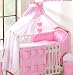 Luxury Baby Cot Bed Canopy / Mosquito Net 480cm + Floor Stand Holder - BIG WHITE/PINK PLAIN