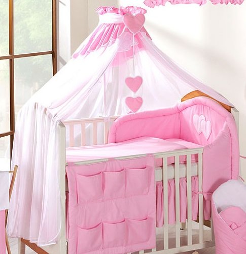 Luxury Baby Cot Bed Canopy / Mosquito Net 480cm + Floor Stand Holder - BIG WHITE/PINK PLAIN