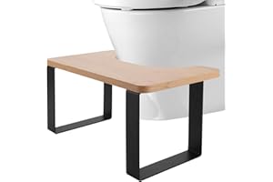 GBACHOOSE Toilettenhocker, Toilettenhocker Erwachsene, Klohocker aus Metall und Holz, Squatty Kackhocker Mattschwarz für entwicklung Einer korrekten und bequemen Hockstellung