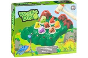BLOOMINGTONS DIRECT Whack-a-Dino Electronic Arcade Game With LED Score Display and 2 Hammers - Interactive Educational Developmental Toy for Toddlers, Kids, Girls and Boys Age 3-6 Years Old