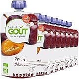 Good Goût - BIO - Purée de Fruits à la Prune dès 4 Mois - 8 gourdes de 120g