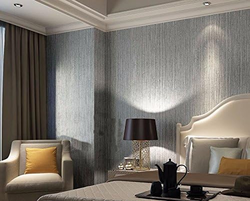 Modern minimalist pure pigment color straw texture wallpaper PVC reflective metal texture texture wallpaper (non-stick) 10 meters (silver gray)
