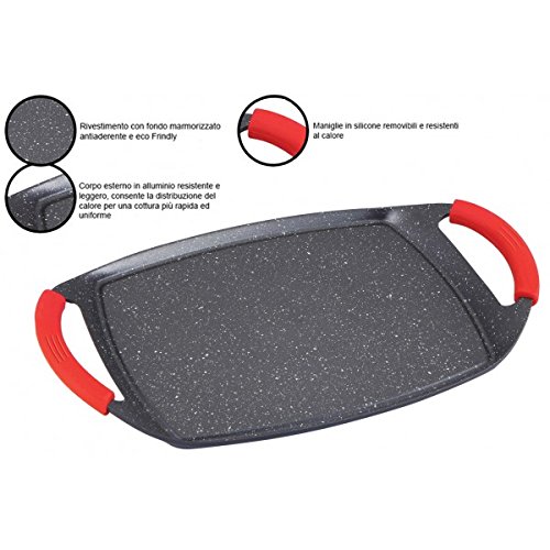 Mws RL-TG47M Plancha en pierre de lave 47 cm pour plaque à induction Anti-adhérente Ne raye pas MWS.