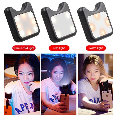 APEXEL Handy Selfie Light - mit 9 Beleuchtungsmodi - wiederaufladbar Ã¼ber USB - Light Kamera ZubehÃ¶r fÃ¼r Smartphone iPhone und iPad und die meisten mobilen GerÃ¤te-Schwarz