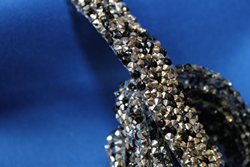 Band Strass Schwarz und Silver Kleber Radierer zum Aufbügeln 45 cm 1,5 cm Bling Custom